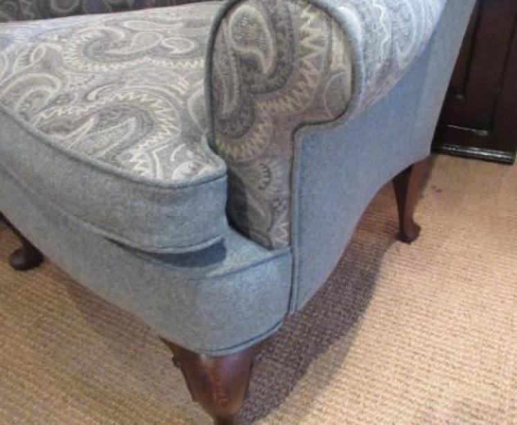Superb Pair of Antique Upholstered Wing Back Armchairs - Image 3