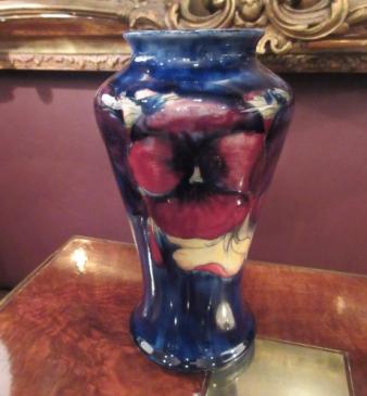 Antique Moorcroft Pansy on Blue Ground Vase