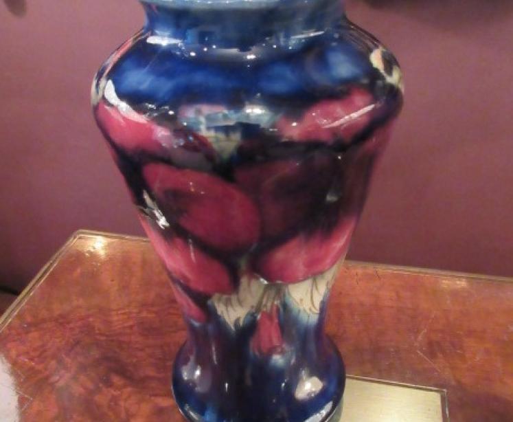 Antique Moorcroft Pansy on Blue Ground Vase - Image 2