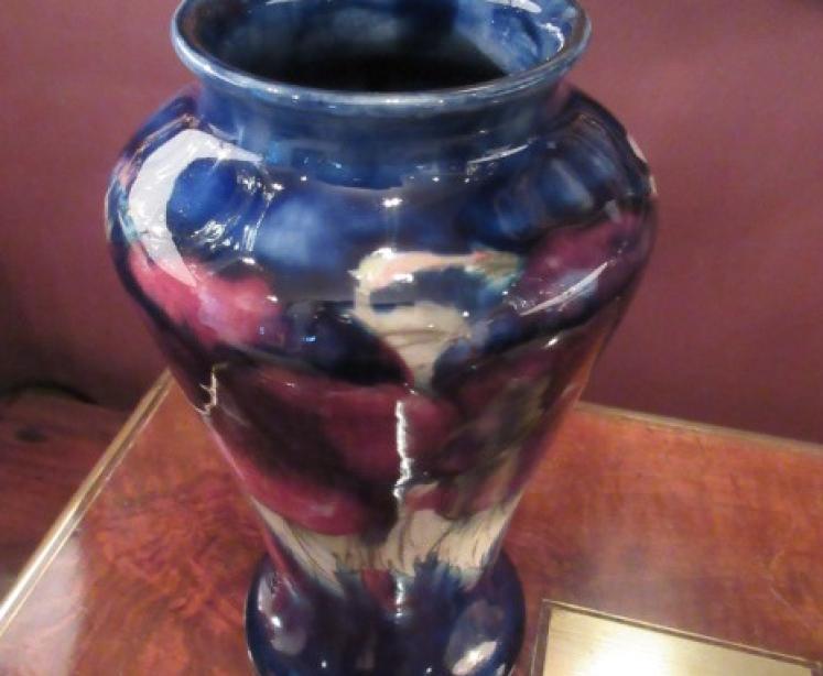 Antique Moorcroft Pansy on Blue Ground Vase - Image 3