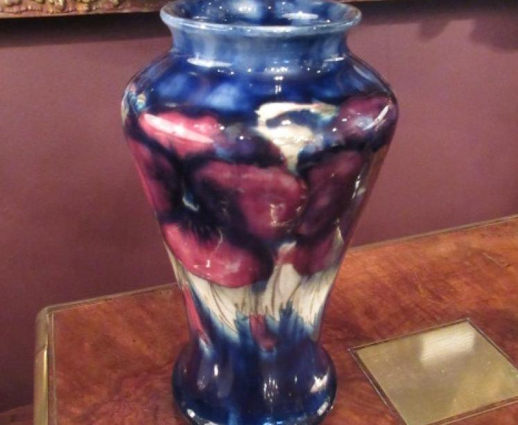 Antique Moorcroft Pansy on Blue Ground Vase - Image 5
