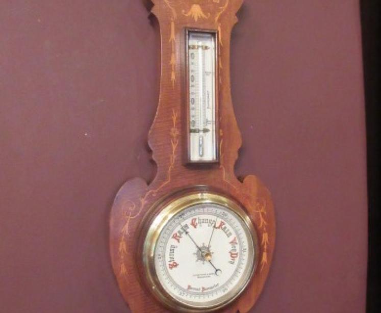 Small Antique Sheraton Inlaid Banjo Barometer - Image 1