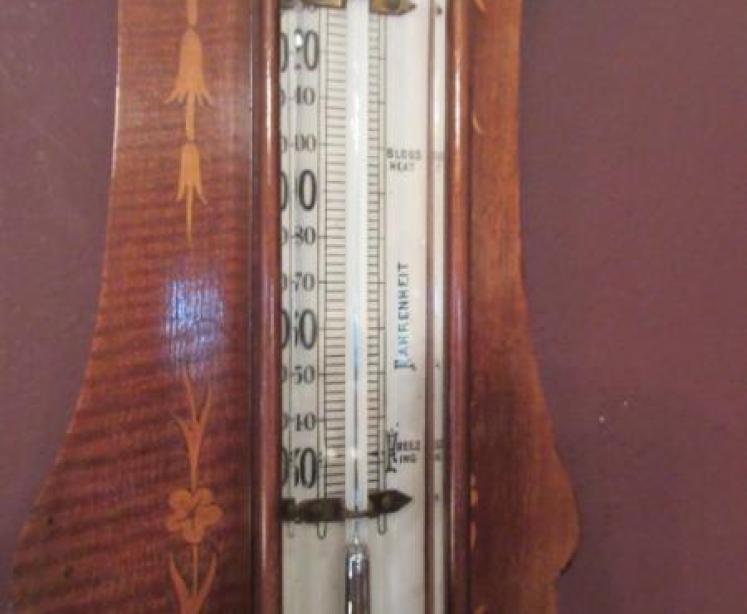 Small Antique Sheraton Inlaid Banjo Barometer - Image 3