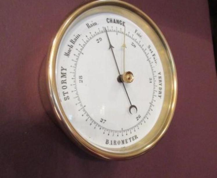 Antique Polished Brass Marine Barometer - Image 1