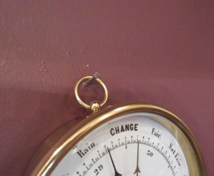 Antique Polished Brass Marine Barometer - Image 3