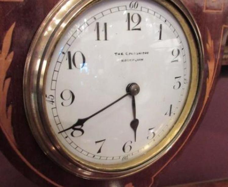 Superb Edwardian Antique Sheraton Inlaid Mantel Clock - Image 2