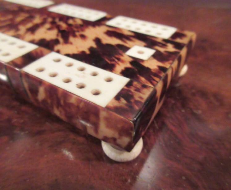 Mid Victorian Tortoiseshell & Bone Inlaid Cribbage Board - Image 3