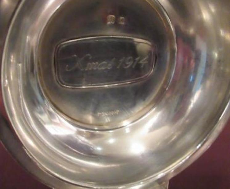 Large Antique Silver Novelty Bell Inkwell - Image 3