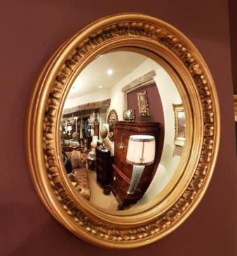 Small Edwardian Gilt Framed Convex Mirror