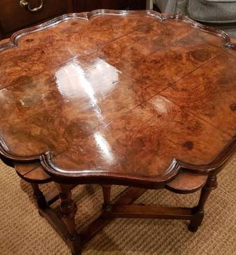 Superb Edwardian Burr Walnut Drop Leaf Coffee Table