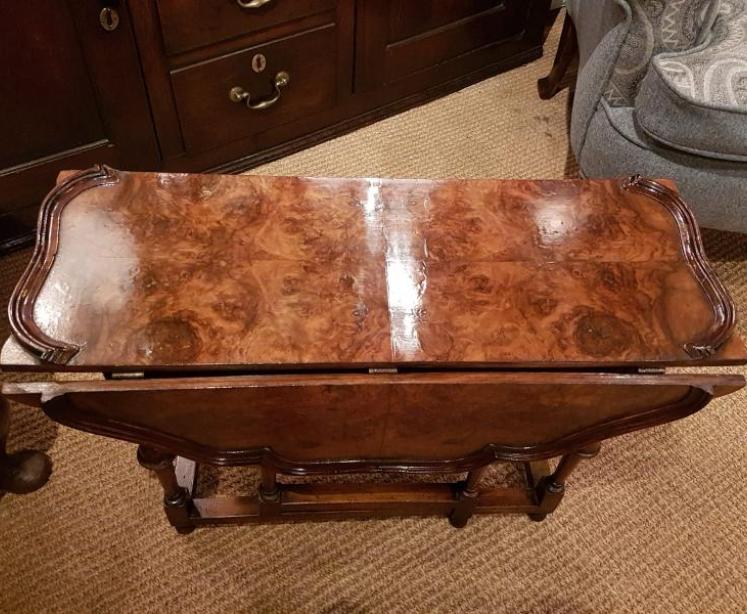 Superb Edwardian Burr Walnut Drop Leaf Coffee Table - Image 3