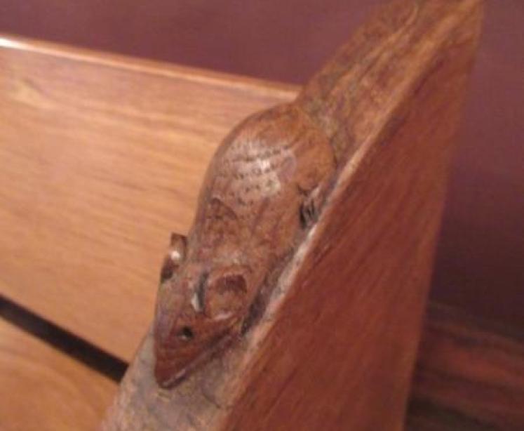 Genuine Mouseman Adzed Oak Bookrack - Image 3