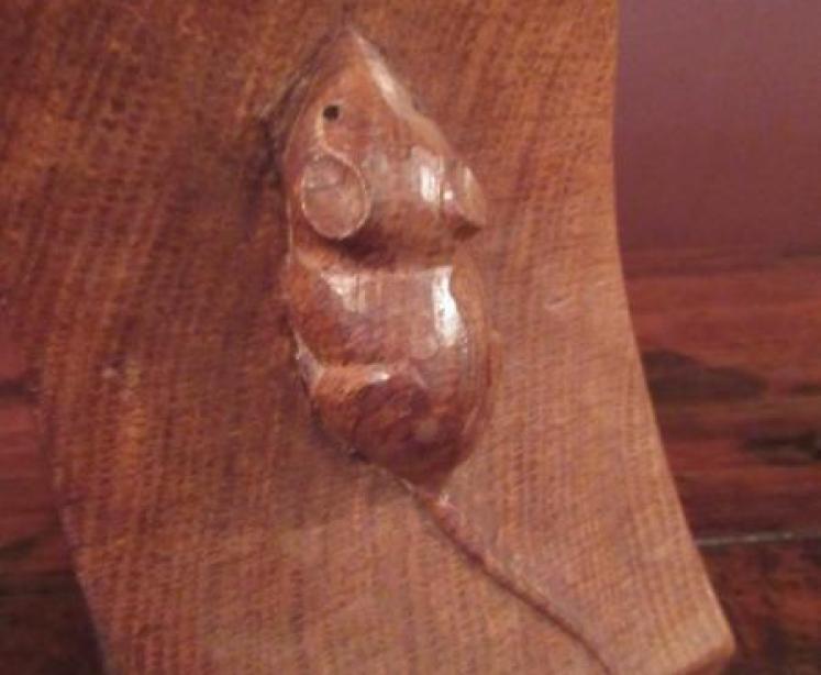 Pair of Mouseman Adzed Oak Bookends - Image 2