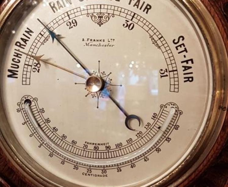 Antique Victorian Barometer With Crescent Thermometer - Image 2