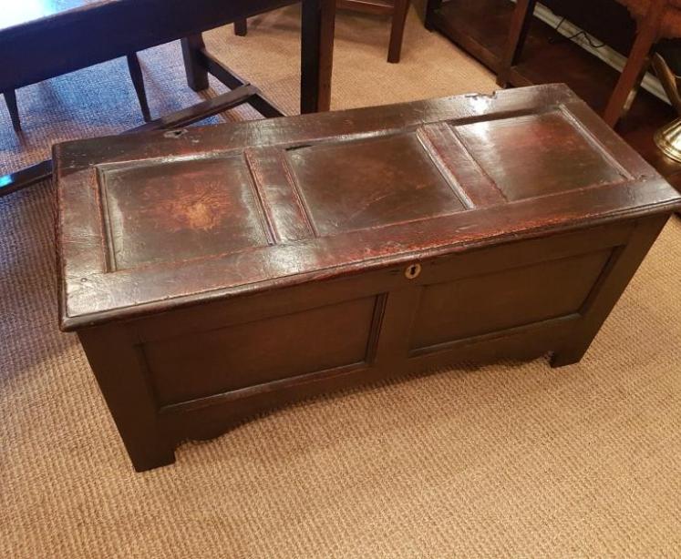 Antique George II Period Oak Panelled Coffer - Image 1