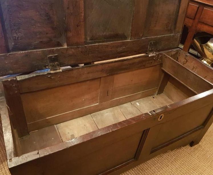 Antique George II Period Oak Panelled Coffer - Image 2