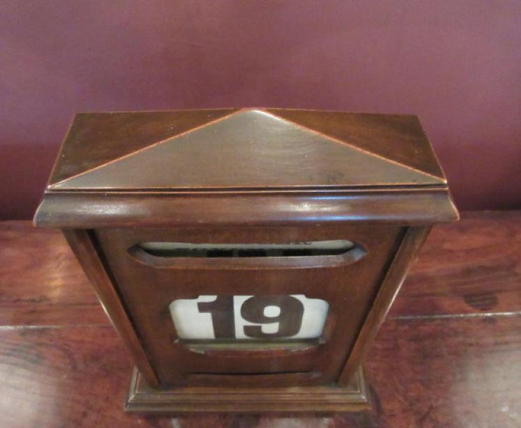 Antique Mahogany Perpetual Desk Calendar - Image 3
