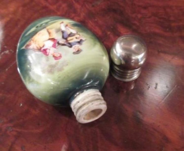 Antique Hand Painted Porcelain & Silver Scent - Image 5