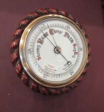Large Antique Polished Oak Ship's Barometer
