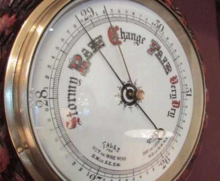 Large Antique Polished Oak Ship's Barometer - Image 3