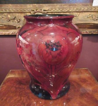 Moorcroft Big Poppy Flambe Glazed Baluster Vase