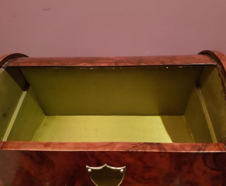 Antique Late Victorian Burr Walnut Tambour Top Jewellery Casket - Image 4