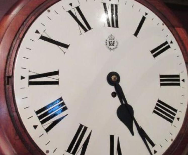 Genuine Ex RAF Mahogany 14" Fusee Dial Wall Clock - Image 2