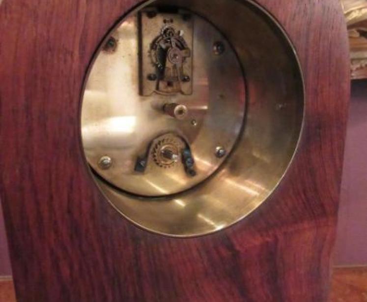 Superb Antique Rosewood Sheraton Inlaid Mantel Clock - Image 4