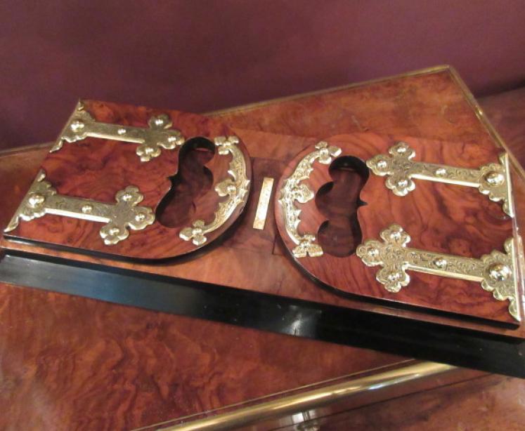 Antique Betjemann's Walnut & Brass Mounted Bookslide - Image 1