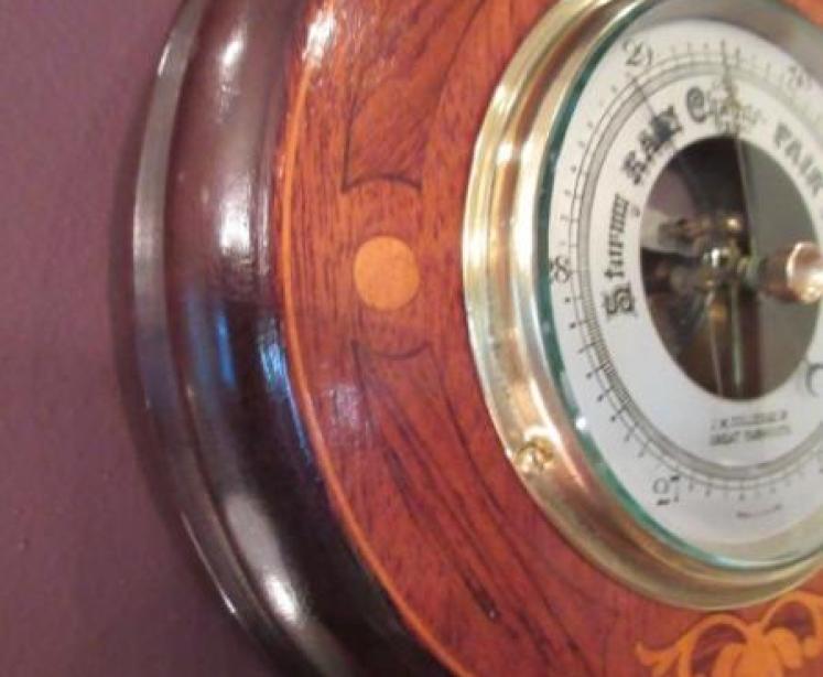 Edwardian Antique Sheraton Inlaid Barometer - Image 2