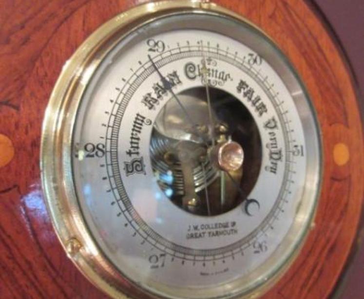 Edwardian Antique Sheraton Inlaid Barometer - Image 4