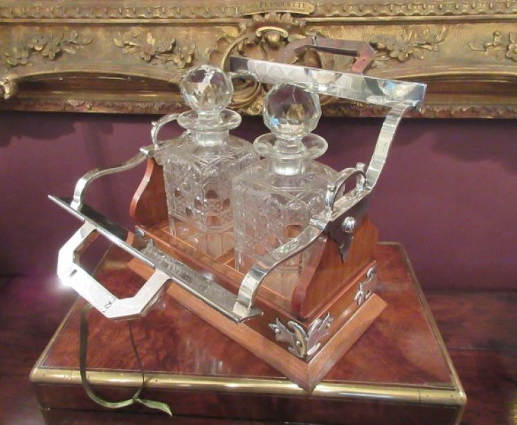 Unusual Victorian Antique Silvered Split Opening Tantalus - Image 3