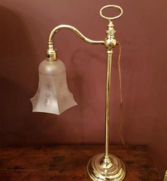 Elegant Antique Brass Rise and Fall Table Lamp