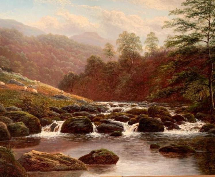 Fine Victorian Oil on Canvas by William Mellor 'On The Rothay' - Image 2