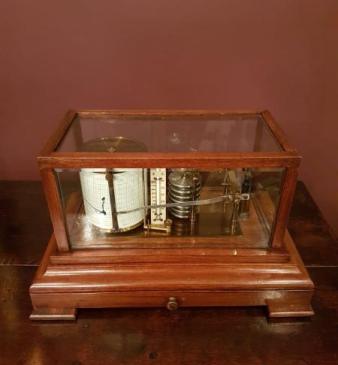 Edwardian Period Mahogany Barograph with Thermometer
