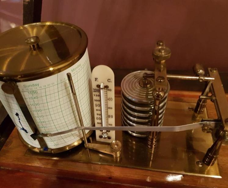 Edwardian Period Mahogany Barograph with Thermometer - Image 3