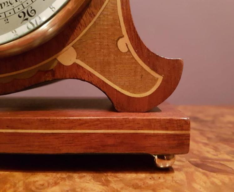 Fine Quality Antique Inlaid Mahogany Case Desktop Barometer - Image 4