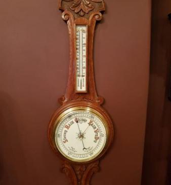 Quality Antique Carved Oak Banjo Barometer