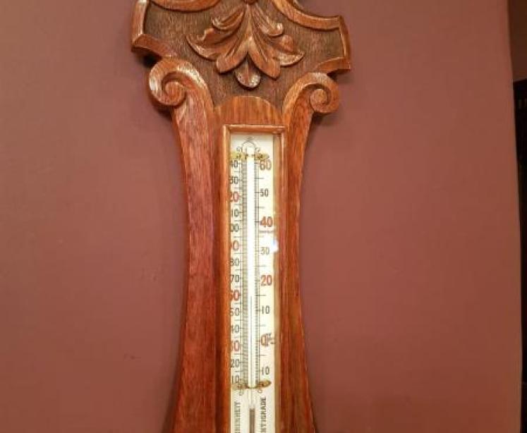 Quality Antique Carved Oak Banjo Barometer - Image 3