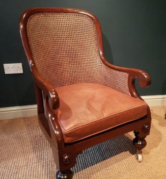 Superb William IV Mahogany Bergere Library Chair