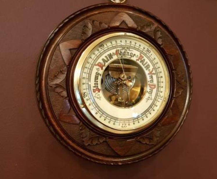 Antique Carved Mahogany Victorian Barometer - Image 1