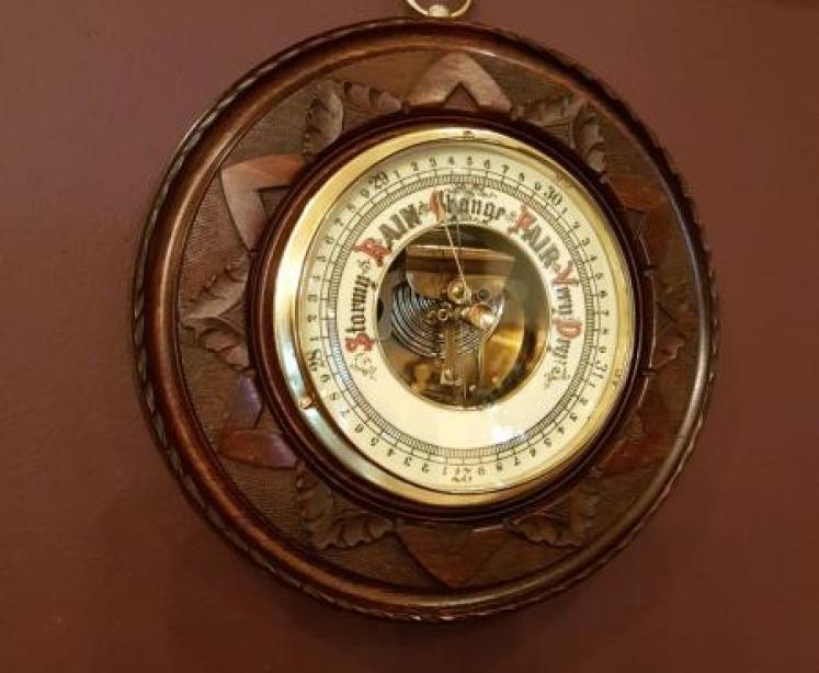 Antique Carved Mahogany Victorian Barometer - Image 5