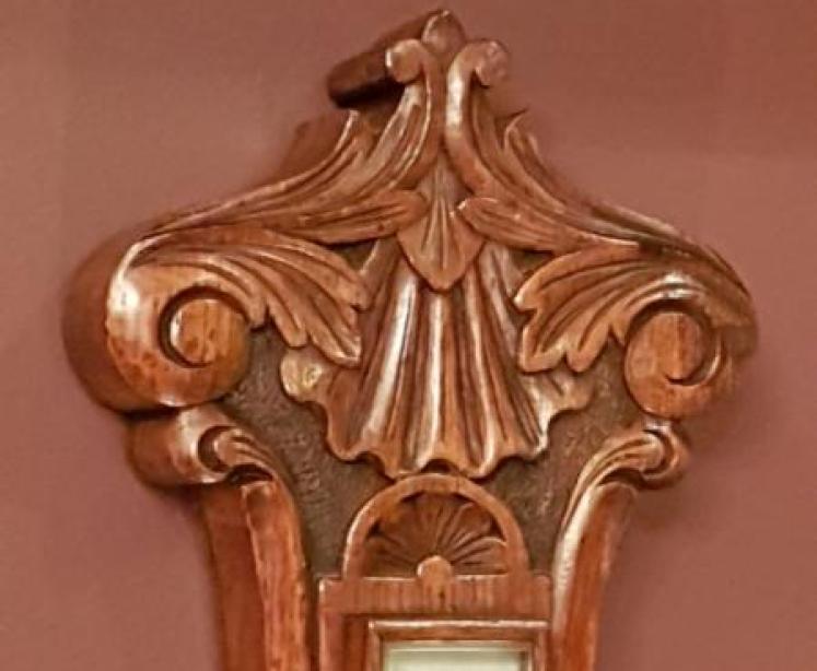 Victorian Carved Oak Banjo Barometer with Skeletonised Movement - Image 2