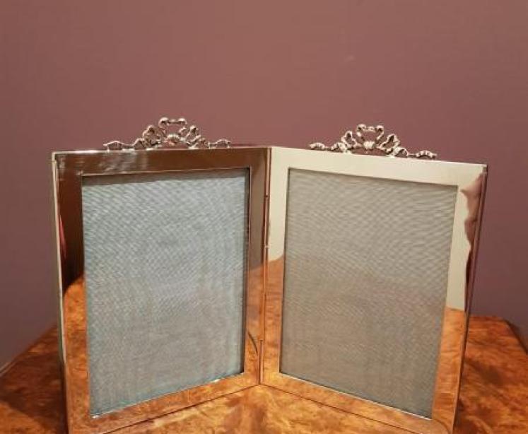 Antique Edwardian Silver Double Photo Frame  - Image 1