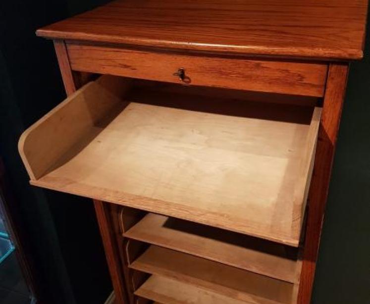 1920's Solid Oak Tambour Front File Cabinet - Image 3