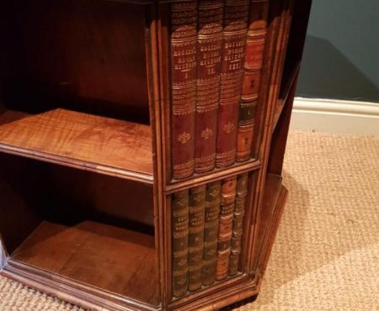 Edwardian Figured Walnut Revolving Bookcase - Image 2