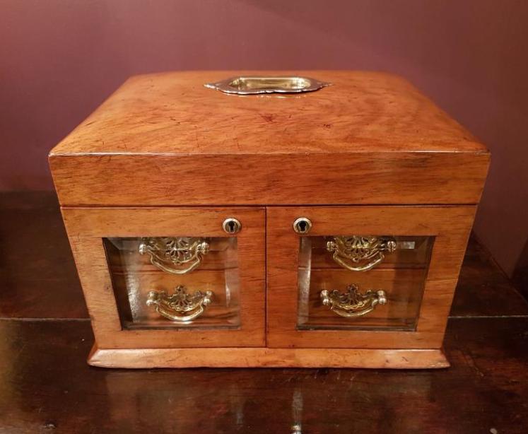 Antique Victorian Walnut Dome Top Jewel Box - Image 1