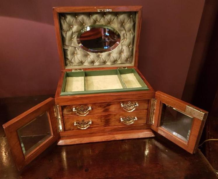 Antique Victorian Walnut Dome Top Jewel Box - Image 2