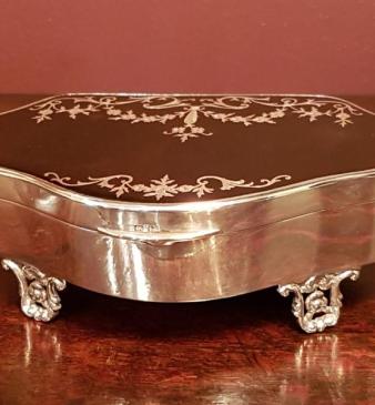 George V Period Antique Silver & Tortoiseshell Jewel Box