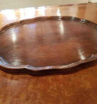 Antique Shaped Walnut Drinks Tray